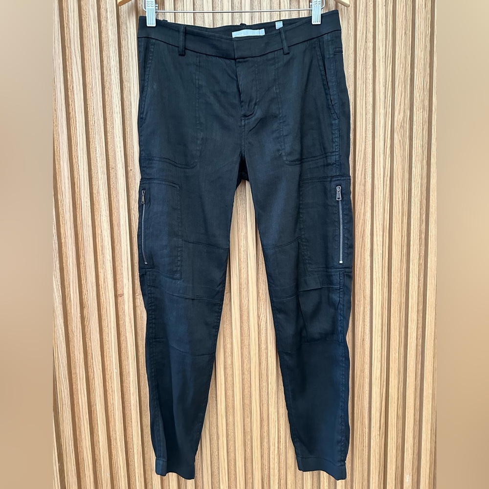 Vince cropped linen black cargo pants